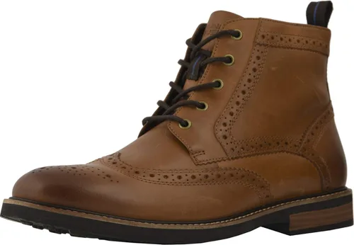Vista 6 de Nunn Bush Odell Wingtip Vestido Casual Chukka Bota, Tan Crazy Horse Negro(Black Tumbled)