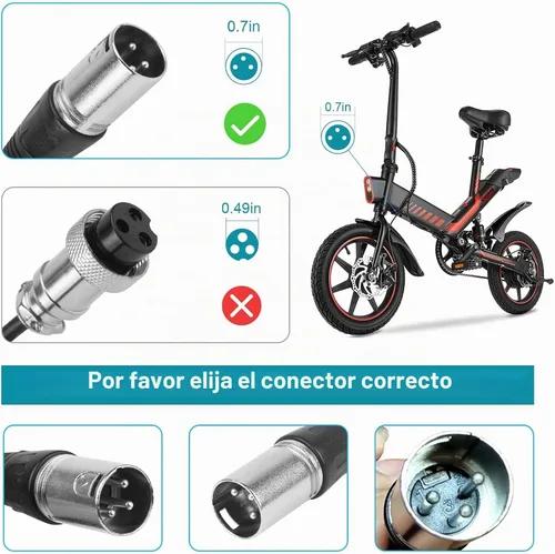Vista 2 de Futurebatt Cargador de batería de bicicleta eléctrica Salida 42v 2a con conector XLR de 3 pines macho para 36 V Ebike adaptador de batería Cable