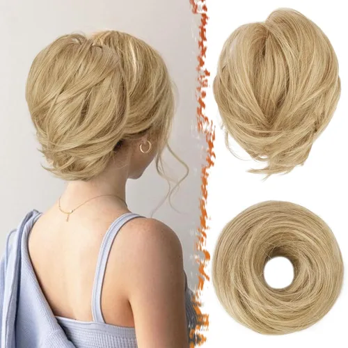 Vista 28 de BARSDAR Extensiones de Moño de Cabello Liso - Extensiones de Moño de Cola de Caballo Corta y Lisa para Mujeres, Coleteros de Moño de Cabello