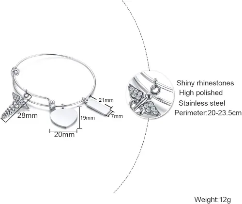 Vista 2 de XUANPAI Pulsera extensible para cáncer de mama sin aguja o presión arterial en el brazo izquierdo, identificación de alerta médica, Diamante