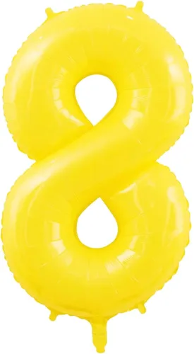 Vista 2 de Globos amarillos grandes de 40 pulgadas con corona, globos de helio de aluminio del número 8, decoraciones de cumpleaños 8, suministros para fiestas