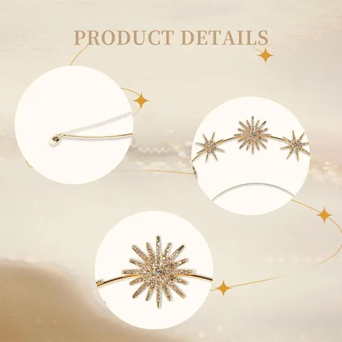 Vista 4 de Halo Crown - Stars Crystal Goddess HeadBand with Earrings Mary Metal Halo Headpiece Celestial Crowns Tiaras for Women Bridal Wedding Costume Cosplay