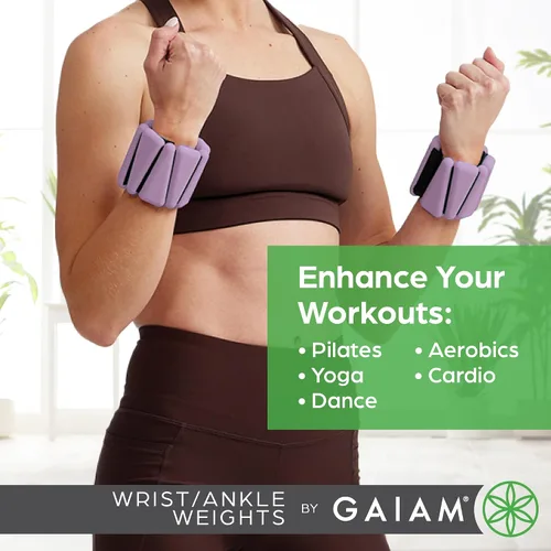 Vista 3 de Gaiam Wrist and Ankle Weights, Wearable Bracelet to Strengthen, Tone & Sculpt, Adjustable Ankle Weights for Women & Men for Yoga, Dance, Pilates