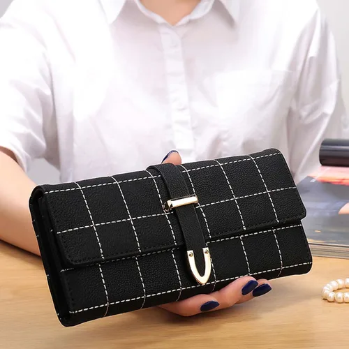 Vista 6 de ACECAR Billetera para mujer, estilo retro, esmerilado, tipo de funda cuadrada para dinero