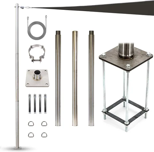 Vista 12 de Royal Shade Kits de accesorios de cables de alambre de 48 pies (12 pies x 4) para toldo rectangular / cuadrado – Metal de acero inoxidable
