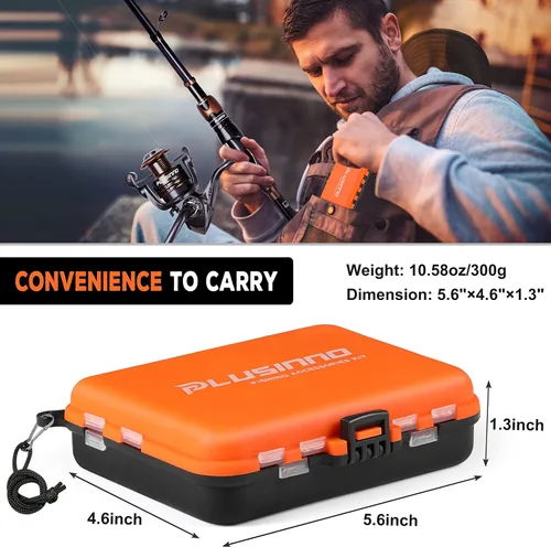Vista 3 de PLUSINNO 253/387pcs Fishing Gear Accessories Kit, Fishing Tackle Box with Tackle Included, Fishing Hooks, Fishing Weights Sinkers, Spinner Blade