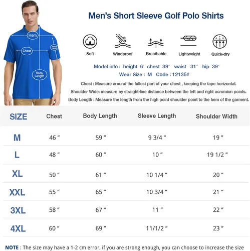 Vista 4 de Polo de golf para hombre grande y alto, ajuste seco, manga corta, impresión, rendimiento que absorbe la humedad, deportivo, casual, polo M-7XL