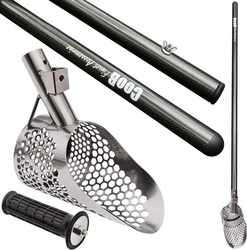 Vista 12 de CooB Set Beach Sand Scoop Herramienta detector de metales, pala de acero inoxidable para detección de metales, caza del tesoro, poste de mango