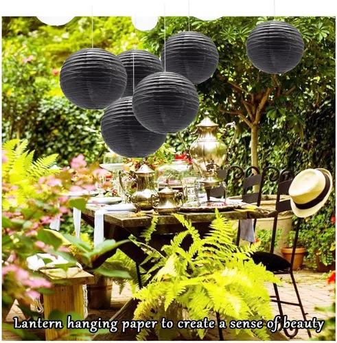 Vista 5 de 6 linternas de papel decorativas redondas colgantes