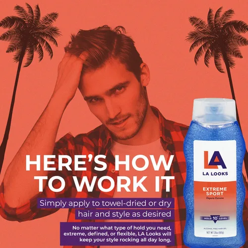 Vista 5 de LA Looks Styling Gel para el cabello, deporte extremo, 20 onzas, soporte para actividades de alto rendimiento