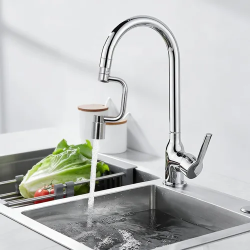 Vista 5 de Grifos universales, 360 giratorio en forma de U, extensor de grifo 2 modos de grifo ajustable, cabezal aireador, reemplazo para baño y cocina
