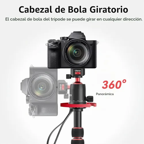 Vista 7 de ULANZI TT31 - Trípode de cámara de 72.4 pulgadas, trípode plegable y monopie de aluminio con placa de liberación rápida tipo garra, cabezal de bola