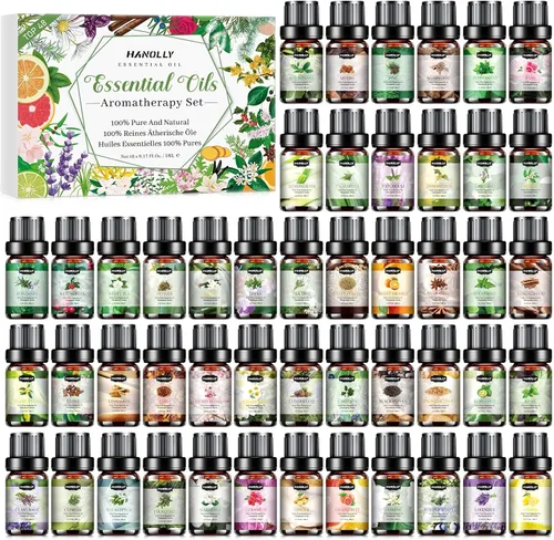Vista 11 de Juego de aceites esenciales, kit de aceites esenciales de aromaterapia para difusor, humidificador, masaje, cuidado de la piel (12 x 5ml) - árbol