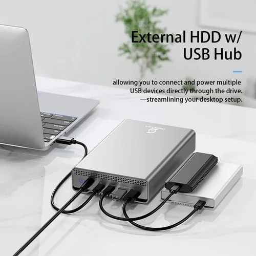 Vista 5 de GX100 - Disco duro externo USB 3.2 Gen 2 USB-C de 10 TB con concentrador USB para Windows o MacOS PC de sobremesa y portátil