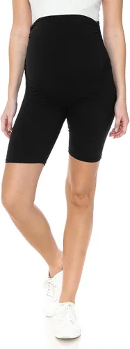 Vista 2 de Leggings Depot Pantalones cortos de maternidad con cintura lateral fruncida para mujer, pantalones cortos sobre el vientre