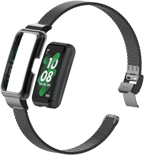 Vista 9 de HOPMC - Correa de repuesto ajustable de acero inoxidable compatible con correa de metal Huawei Band 7/8 plateado