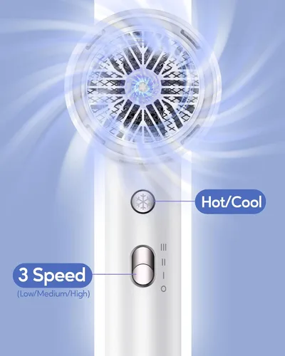 Vista 5 de Wavytalk Secador de pelo con difusor 1875W Secador iónico para secado rápido con concentrador Blanco ligero.