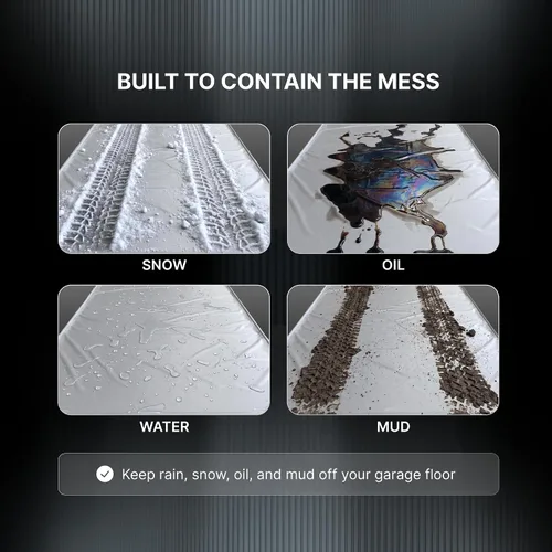 Vista 5 de Coco Mats N' More Garage Containment Mats – Heavy-Duty Reversible Floor Mat Bike