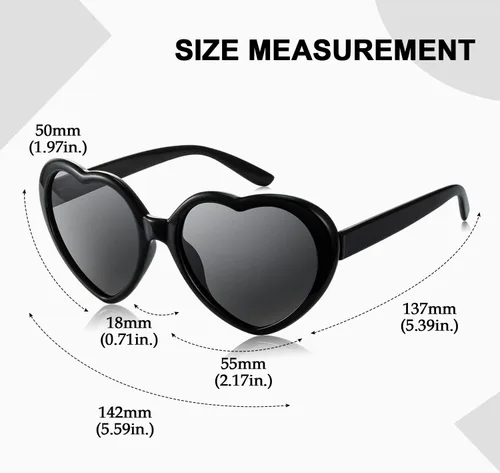 Vista 5 de LVIOE Lentes de sol de corazón para mujer, lentes de sol polarizados en forma de corazón con protección UV estilo corazón retro para ir de compras