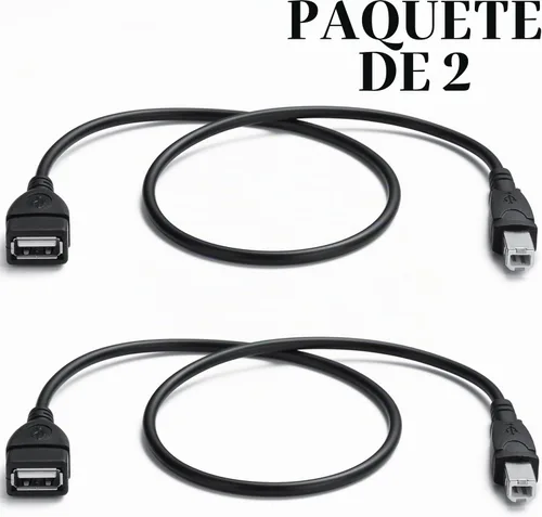 Vista 7 de YOUOWO Paquete de 2 cables USB 2.0 A hembra a USB B macho para cable de conexión extensor de impresora, adaptador USB_A/F-USB_B/M