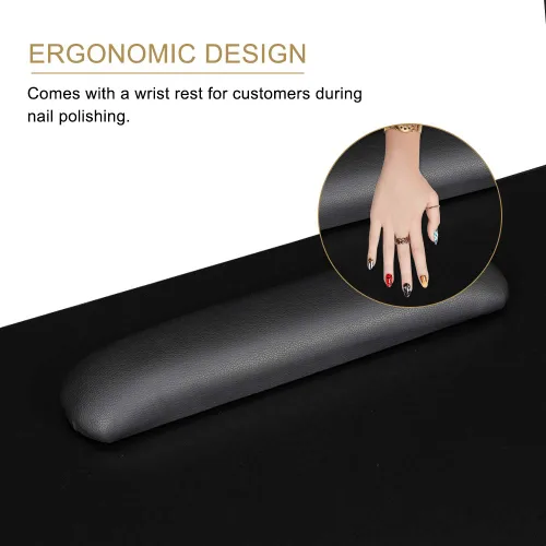 Vista 8 de Mesa rodante de manicura, estación de escritorio de uñas, estación de manicura para salón de belleza, equipo de arte de uñas con 4 cajones y Negro