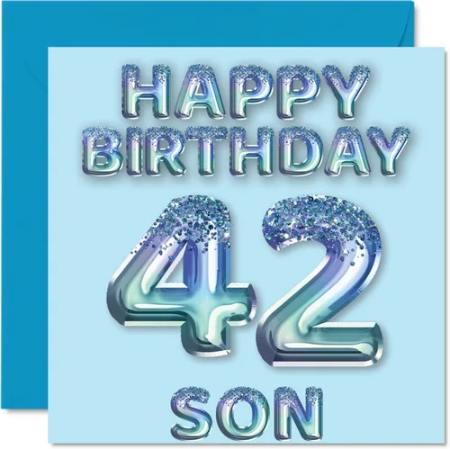 Vista 249 de Stuff4 Tarjeta de primer cumpleaños para niños, globo de fiesta con purpurina azul, tarjetas de feliz cumpleaños para niño de 1 año, nieto, hijo, 57