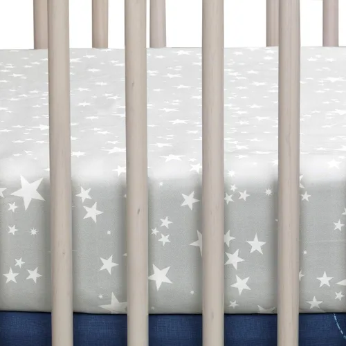 Vista 5 de Lambs & Ivy Milky Way Space Galaxy - Juego de ropa de cama para cuna de bebé, 4 piezas, color azul y gris