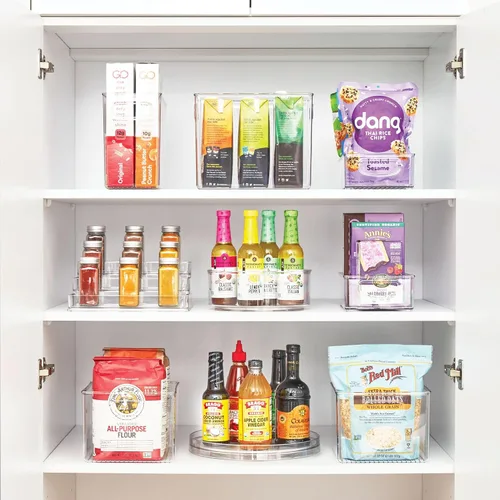 Vista 5 de InterDesign Linus Lazy Susan mesa giratoria organizadora de especias, estante para alacena de cocina Almacenamiento de cocina, organizador
