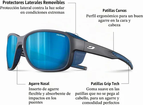 Vista 2 de Julbo Montebianco 2 Glacier Glasses for Men & Women w/Removable Side Shields for Hiking, Snow/Glare - 100% UV Protection