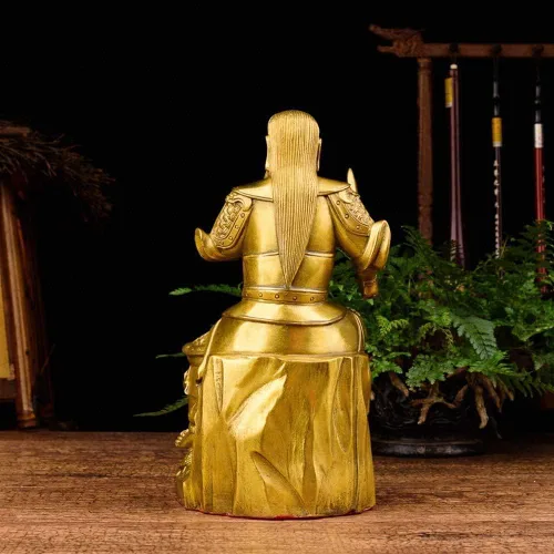 Vista 4 de Decoración estatua de cobre puro, escultura del emperador Zhenwu, decoraciones felices, colección de escritorio de estudio, manualidades