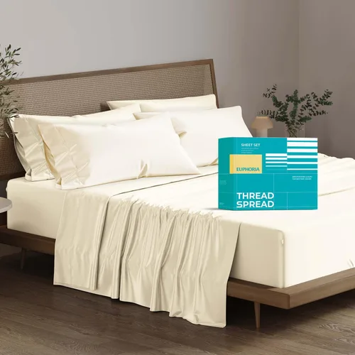 Vista 37 de THREAD SPREAD Sábanas 100% Algodón Egipcio Tamaño Twin - 800 Alto Número de Hilos 3 Piezas Sábanas Twin Extra Largas para Dormitorio, Bolsillo