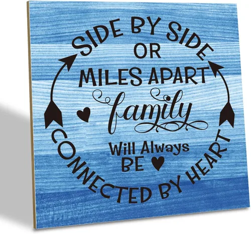 Vista 13 de Placa de Madera Familiar, "La Familia Significa Que Nadie Se Queda Atrás o Se Olvida", 15.7x15.7 cm Cartel de Arte de Mesa, Decoración de Cita