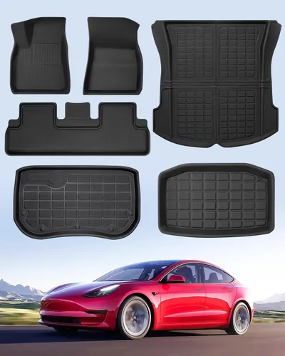 Vista 26 de TAPTES Alfombrillas de Piso para Tesla Model S 2019, 2018, 2017, 2016, 2015, Premium Para Todo Clima Antideslizantes Impermeables Forros de Piso