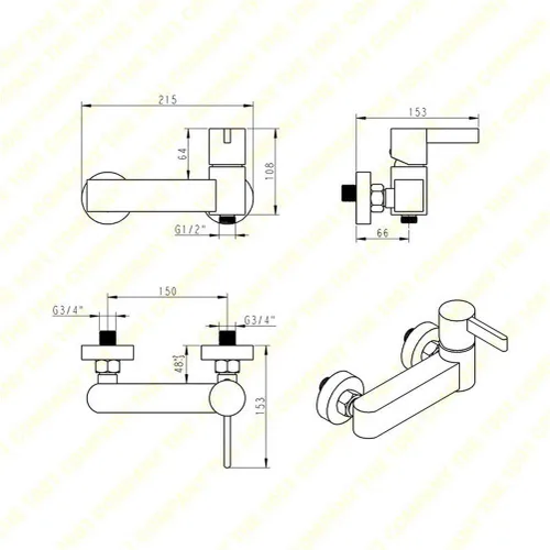 Vista 4 de Brass Matte Black Shower System Bathroom Bath Faucet Mixer Tap with Hand Shower Head Set Wall Mounted Shower Faucet, A,A