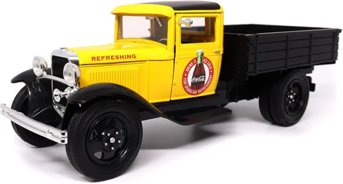 Vista 3 de Motor City Classics Coca-Cola Diecast coleccionable Ford Modelo AA 1931 (versión amarilla) escala 1:24 424023 con licencia