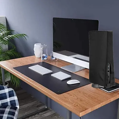 Vista 4 de Cubierta antipolvo para PS5, protector de polvo vertical de tela Oxford para consola digital PS5 y para consola PS5 CD ROM (negro)