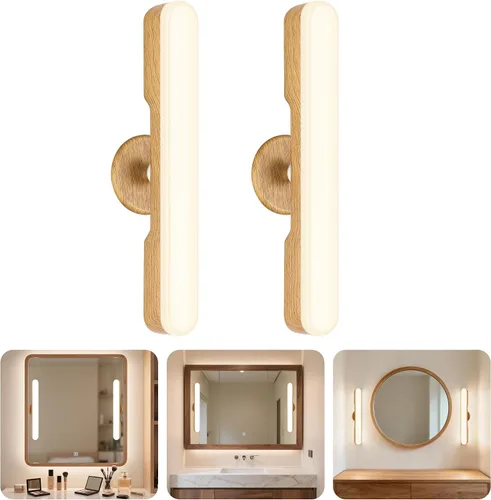 Vista 9 de Juego de 2 luces inalámbricas de maquillaje para espejo, barra de luz LED recargable para espejo de baño con 3 CCT regulables, luz inalámbrica