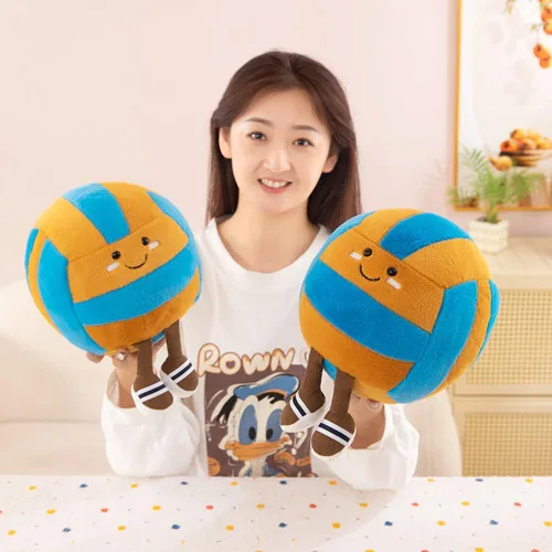 Vista 7 de Juguetes de peluche de voleibol de 12 pulgadas, bolas de felpa deportivas suaves y divertidas, juguetes de muñeca de fútbol americano con pies
