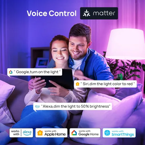 Vista 7 de Consciot Bombillas inteligentes, bombillas LED A19 E26 que cambian de color, WiFi y Bluetooth, certificado Matter, funciona con Alexa, Google Home