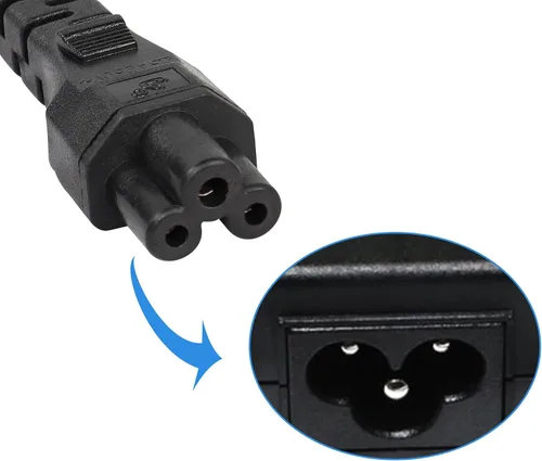 Vista 2 de CEERXIAN - Cable de alimentación corto de CA de 3 clavijas, Nema 5-15P macho a IEC 320 C5 hembra, cable de repuesto para computadora portátil