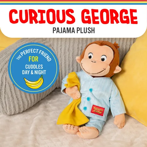 Vista 2 de Kids Preferred Curious George in Pajamas - Juguetes de peluche de mono suave y lindo, regalo para bebés y niños pequeños y niñas, animal de peluche