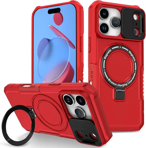 Vista 127 de Funda magnética para iPhone 11, soporte de anillo con ventana corrediza, funda protectora mate a prueba de golpes para iPhone 11 6.1, fundas