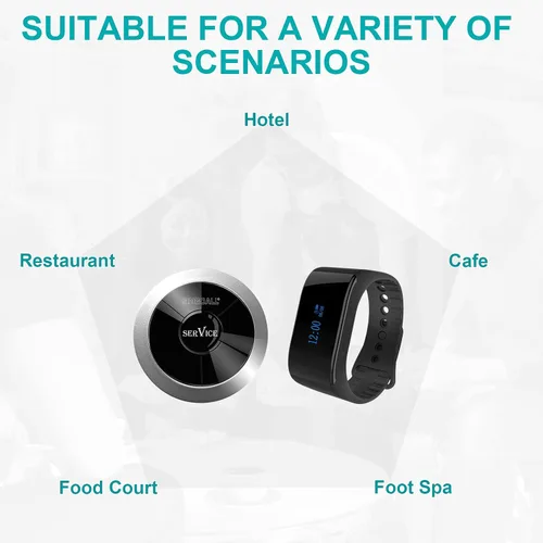Vista 3 de SINGCALL Sistema de llamadas inalámbrico, sistema de llamada de enfermera, receptor de reloj de localizador impermeable de 360 grados, sin