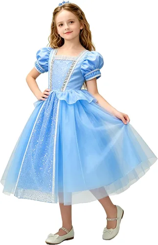 Vista 12 de Disfraz de princesa de Halloween para niñas, disfraz de hada de fiesta de cumpleaños, vestido para ocasiones especiales Bate