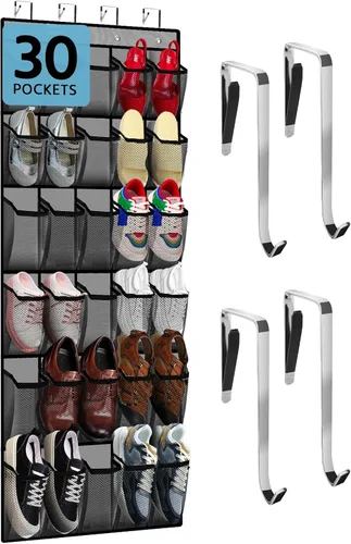 Vista 11 de PAULONE 1 paquete de organizador resistente para puerta, 6 grandes + 12 bolsillos de malla con capacidad de 40.4 kg, almacenamiento colgante que