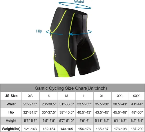 Vista 3 de Santic Pantalones cortos de ciclismo acolchados para hombre, pantalones de ciclismo para ciclismo, ropa de ciclismo
