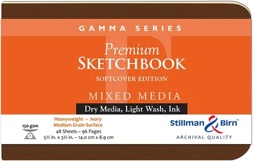 Vista 4 de Stillman & Birn Gamma Series - Cuaderno de bocetos de tapa blanda, 3.5 x 5.5 pulgadas, 150 GSM (pesado), papel marfil, superficie de grano medio