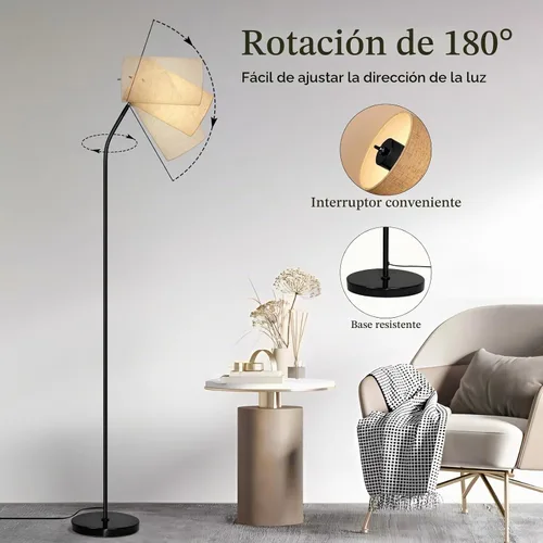Vista 5 de Ldeco Lámpara de pie de arco para sala de estar con bombilla de 9W y 3 temperaturas de color Modernas lámparas de pie para lectura para dormitorio