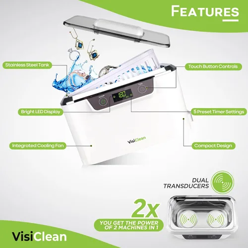 Vista 4 de Limpiador ultrasónico, limpiador ultrasónico profesional para anillos de diamante, plata, oro, aretes, collares, anteojos, dentaduras, retenedor