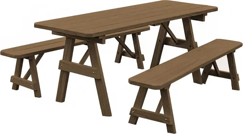 Vista 7 de Furniture Barn USA Pine - Mesa tradicional de 4 pies con 2 bancos, color negro